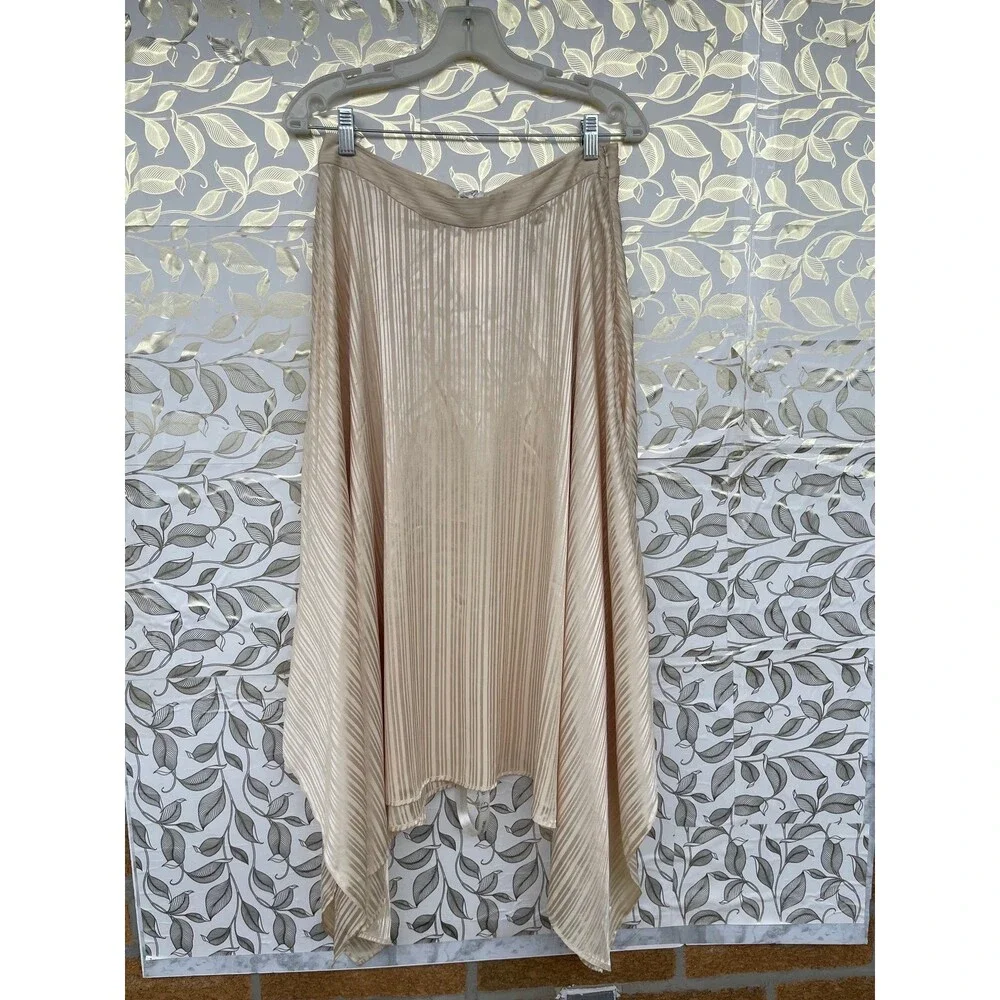 NWT Vita Grace Satin Peplum Top & Asymmetric Skirt Set S/M Champagne Luxury